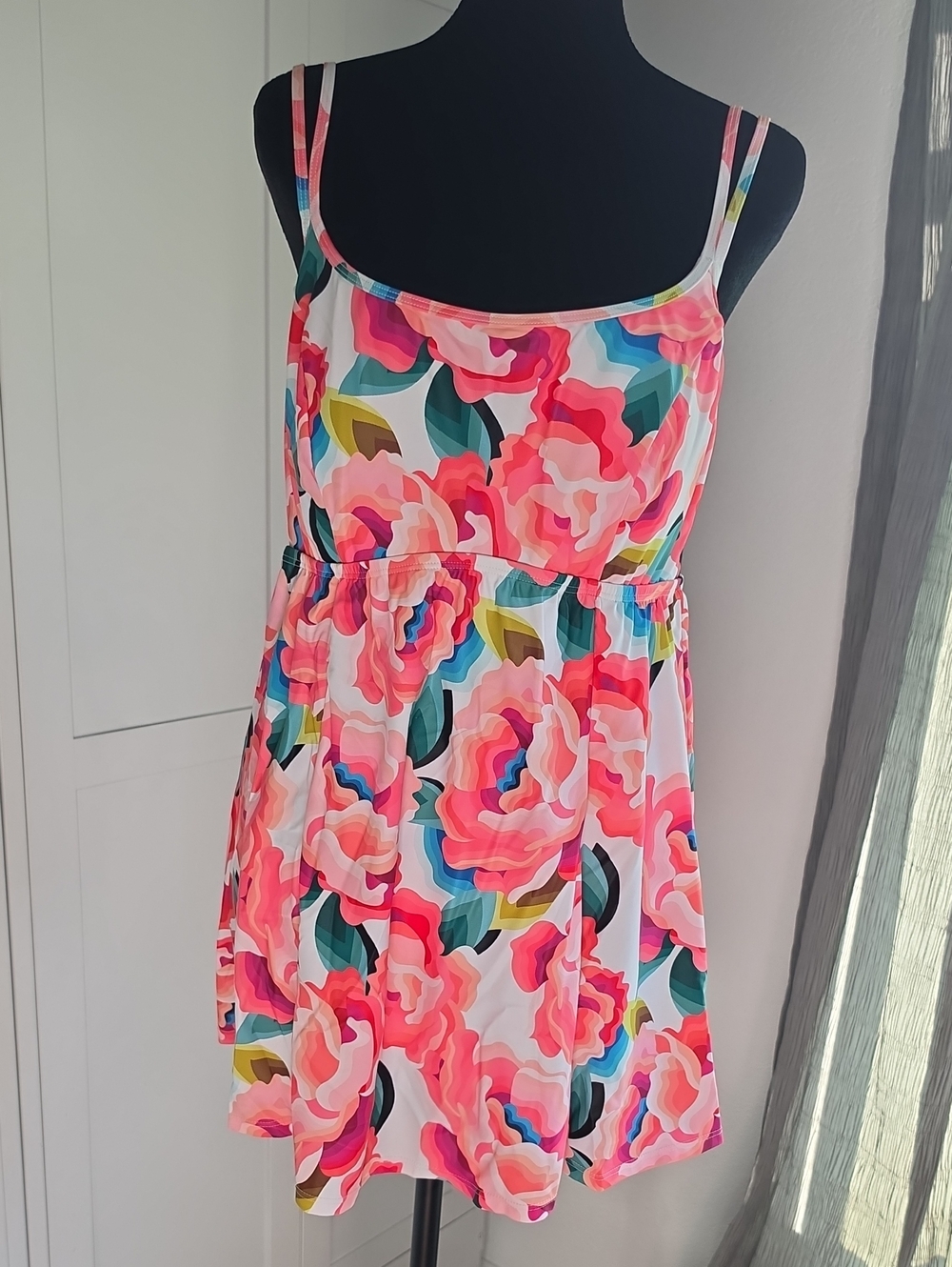 Floral Pink Scoop-Neck One-Piece Swimdress